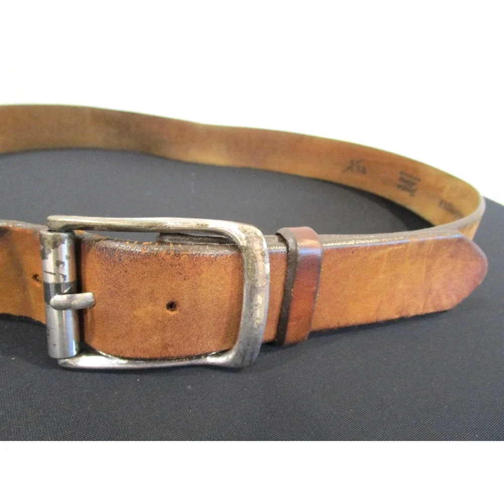 Tony Lama Brown Leather Silver Buckle Work Belt Men Sz 38, 37